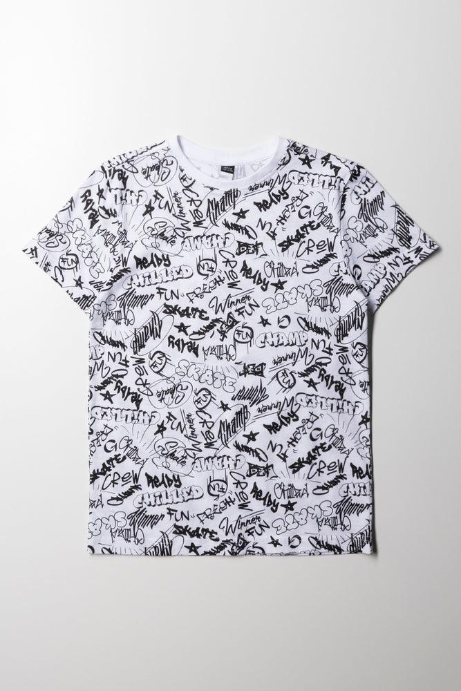 men clothing sports jacket-Graffiti Short Sleeve T-Shirt White