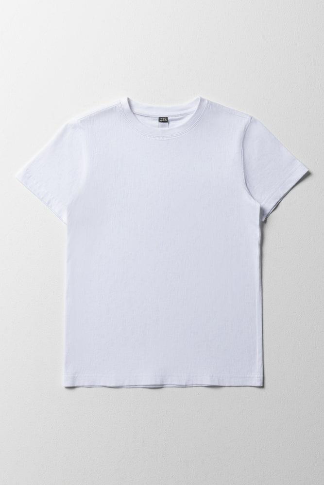 men clothing basic white shirt-Crew Neck Short Sleeve T-Shirt White