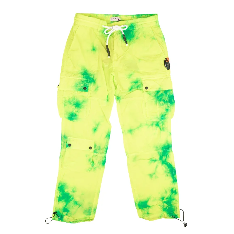 men clothing casual vest-Green Tie Dye Cargo Pants