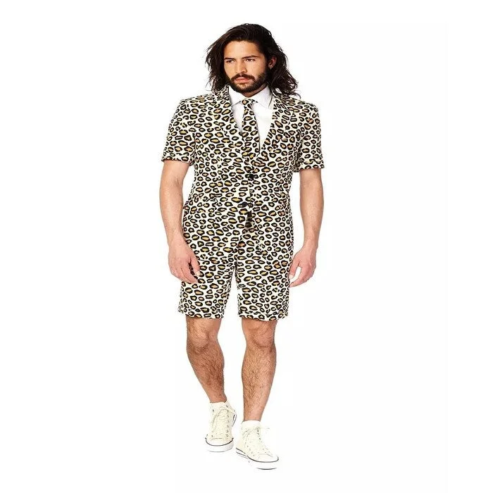 men clothing classic suit-OppoSuits Men's Summer The Jag Animal Suit Dark Beige Size 42 R/M37.5 - 42 R/M37.5