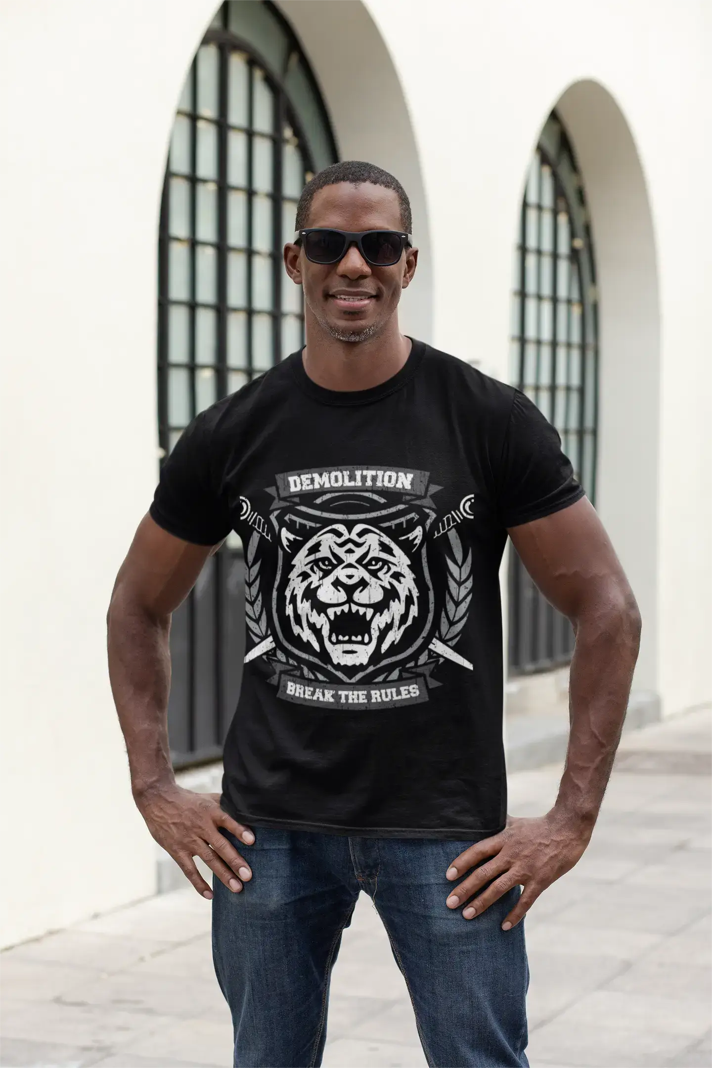 men clothing printed shirt-ULTRABASIC Men's T-Shirt Demolition Break the Rules - Revolution Tiger Shirt for Men