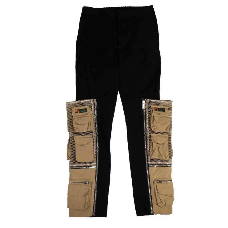 men clothing winter vest-Men's Black Panels Chino Pants