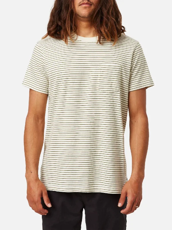 men clothing graphic t-shirt-Finley Pocket Tee In Vintage White/olive