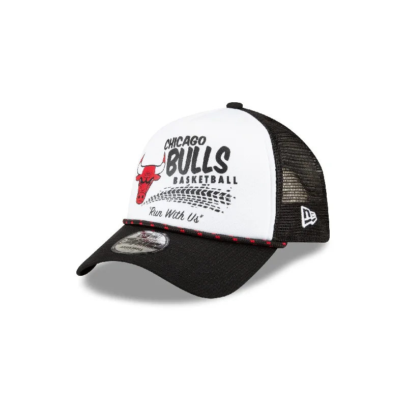 Chicago Bulls 2024 Rally Drive White 9FORTY A-Frame Trucker Hat