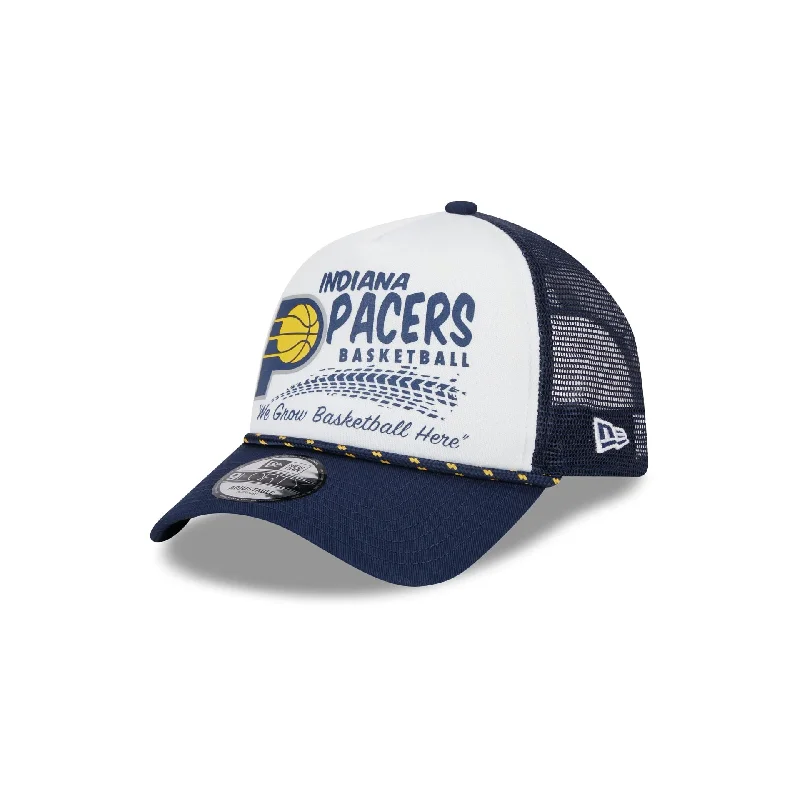 Indiana Pacers 2024 Rally Drive White 9FORTY A-Frame Trucker Hat