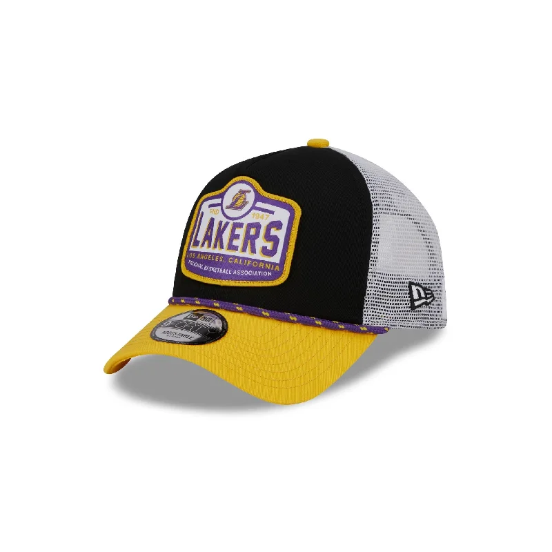 Los Angeles Lakers 2024 Rally Drive 9FORTY A-Frame Trucker Hat