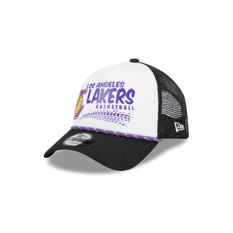 Los Angeles Lakers 2024 Rally Drive White 9FORTY A-Frame Trucker Hat