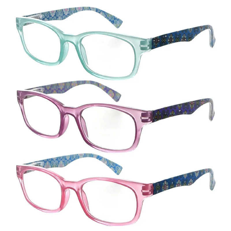 3 Pack Floral Print Temple Reading Glasses 3PKR029