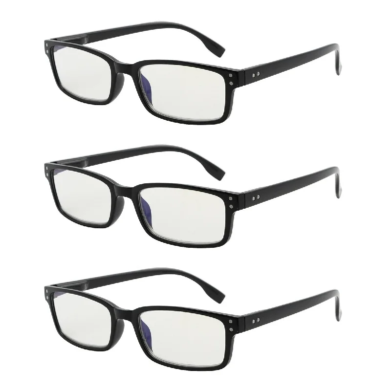 3 Pack Rectangle Blue Light Reading Glasses CG097