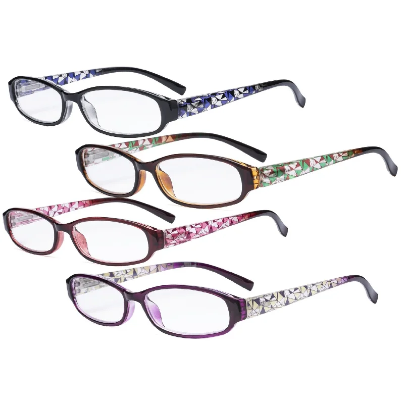 4 Pack Fashion Print Pattern Reading Glasses Small Readers R9104T