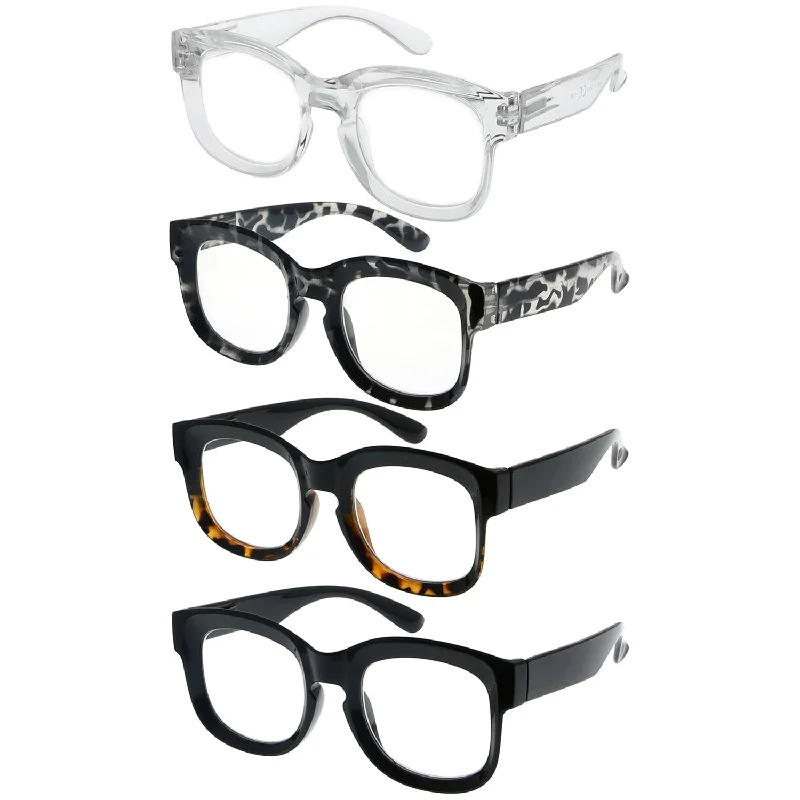 4 Pack Thicker Frame Reading Glasses Chic Eyeglasses R2013