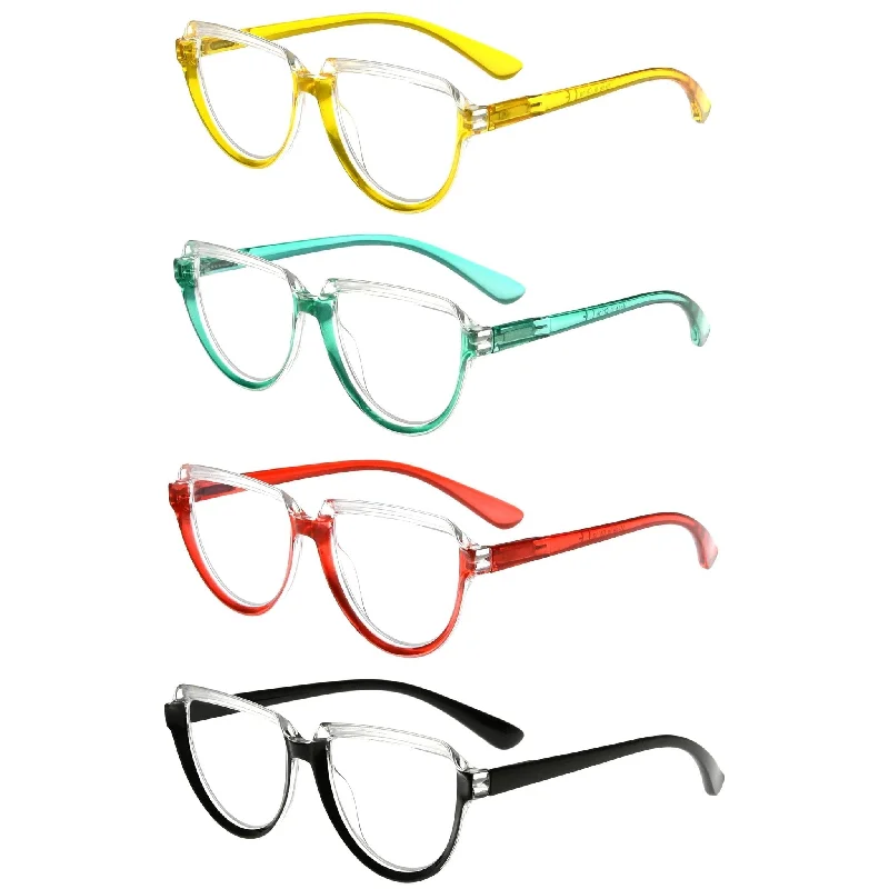 4 Pack Half Moon Reading Glasses Modern Minimalist Readers R2006