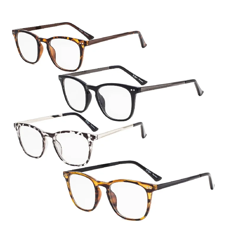 4 Pack Stylish Square Reading Glasses Animal Print Readers RJ003