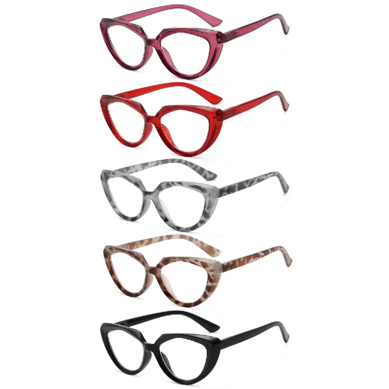 5 Pack Ladies Cat-eye Stylish Reading Glasses Elegant Readers R2137