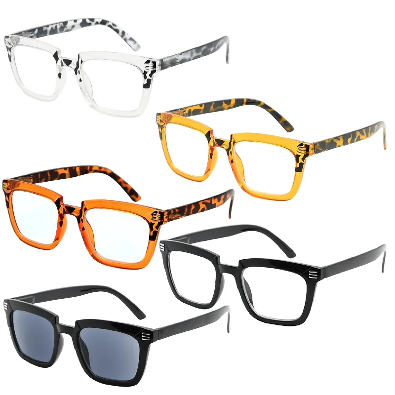 5 Pack Stylish Rectangle Reading Glasses R2109