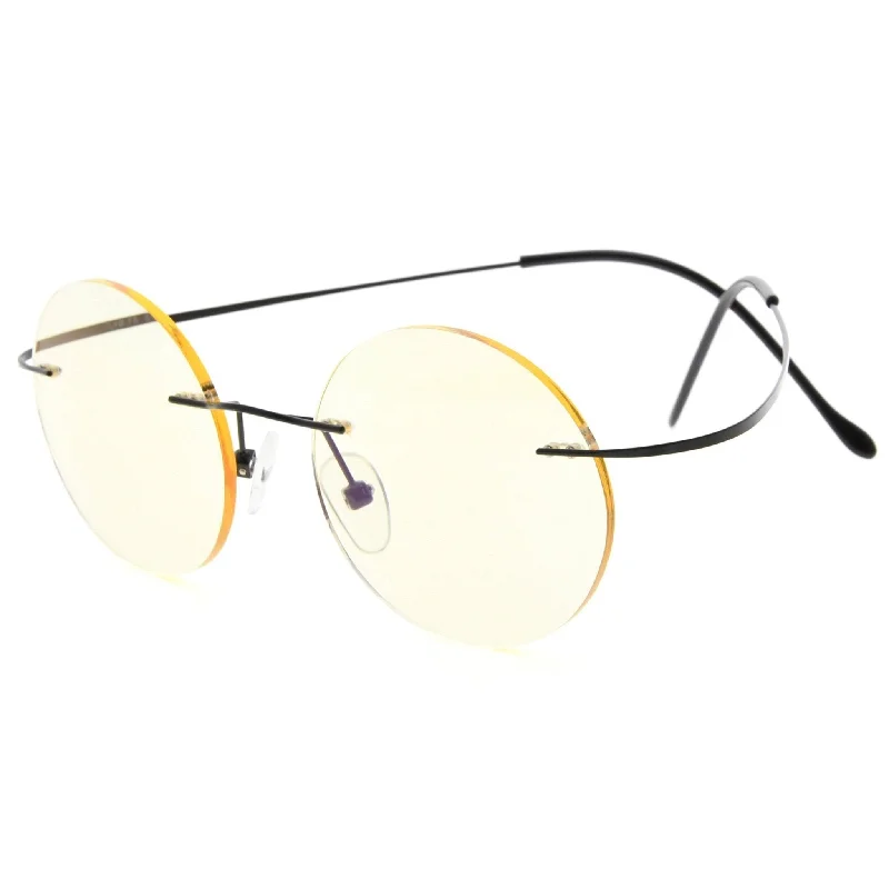 Round Rimless Blue Light Filter Reading Glasses UVR15026