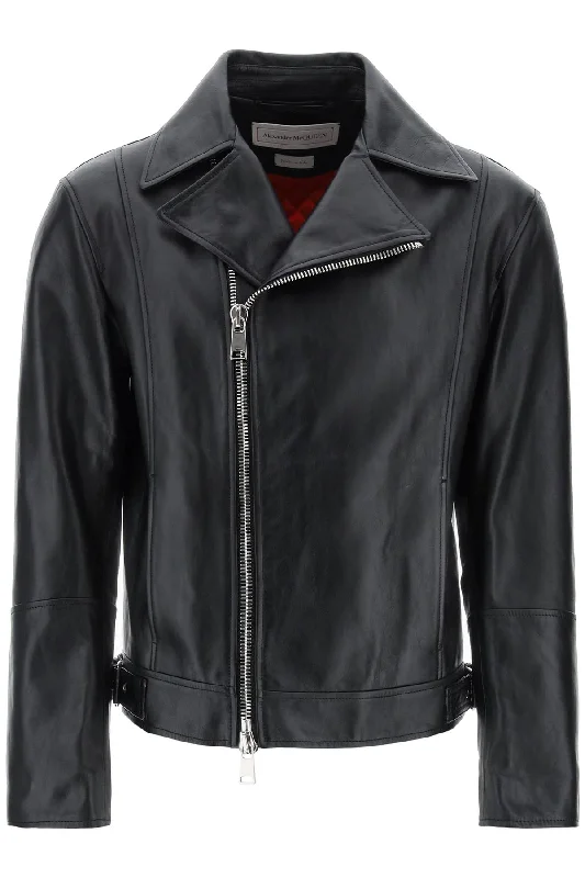 men clothing leather jacket-Alexander Mcqueen Men's Nappa Biker Jacket