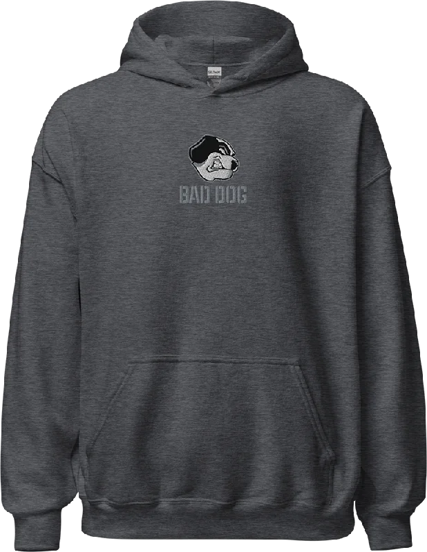 men clothing zip-up jacket-Bad Dog Embroidered Hoodie