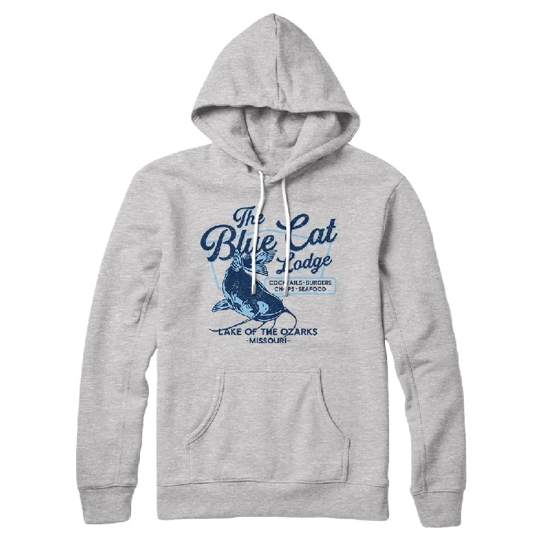 men clothing crew neck t-shirt-Blue Cat Lodge Hoodie