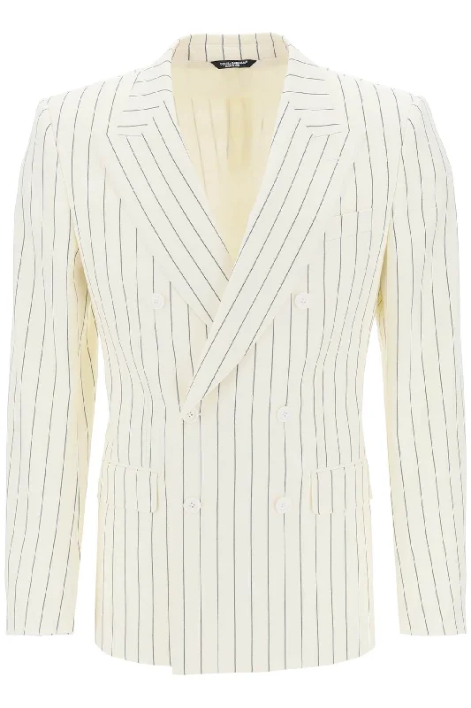 men clothing casual blazer-Dolce & Gabbana Men's Double-Breasted Pinstripe