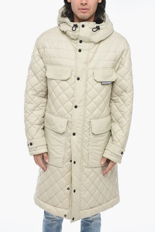 men clothing tailored blazer-Dsquared2 Quilted Multipocket Parka with Hood