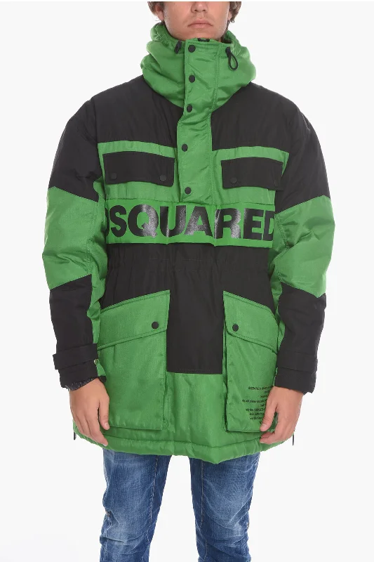 men clothing stylish sneakers-Dsquared2 Two-toned Puffer jacket with Maxi Pockets