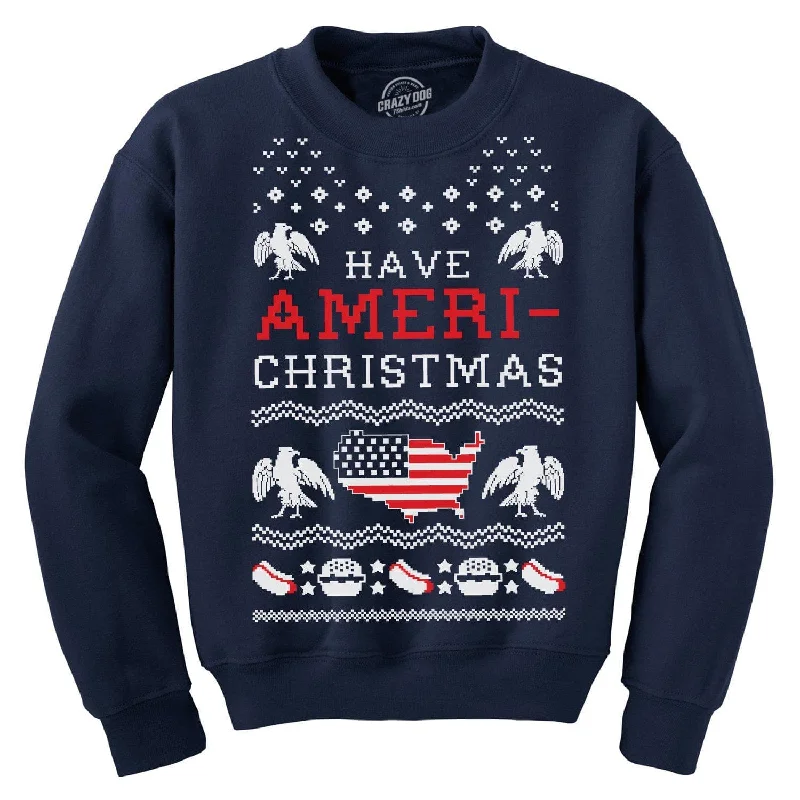 men clothing bomber jacket-Have Ameri-Christmas Crew Neck Sweatshirt