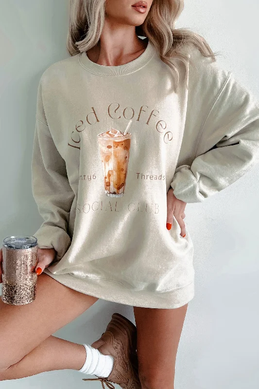 men clothing athletic joggers-I'll Take An Ice Coffee Graphic Sweatshirt (Sand)