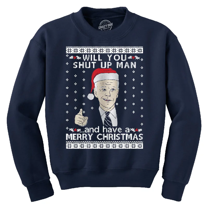 men clothing sporty jacket-Joe Biden Ugly Christmas Sweater Crew Neck Sweatshirt