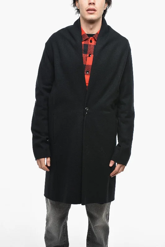 men clothing zip-up hoodie-Kazuyuki Kumagai ATTACHMENT Cashmere-blend Unlined Coat