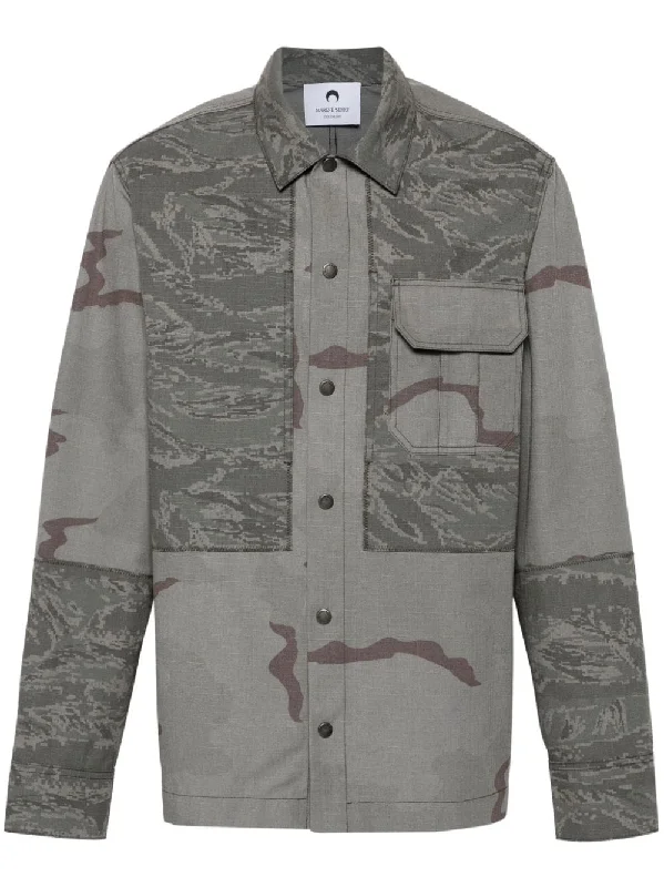 men clothing camo jacket-Marine Serre Men's Coats