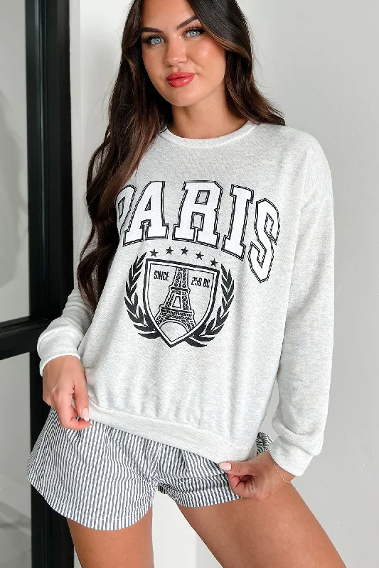 men clothing chino pants-"Paris Since 259 BC" Varsity Graphic Crewneck (Heather Grey)