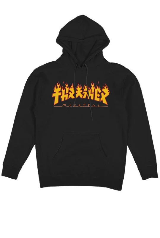 men clothing lightweight jacket-Thrasher Godzilla Flame Hoodie