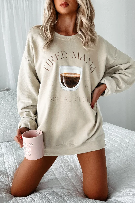 men clothing short pants-"Tired Mama" Graphic Sweatshirt (Sand)