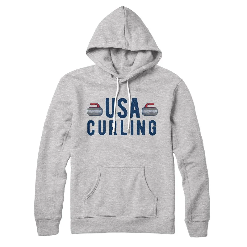 men clothing formal dress shirt-USA Curling Hoodie