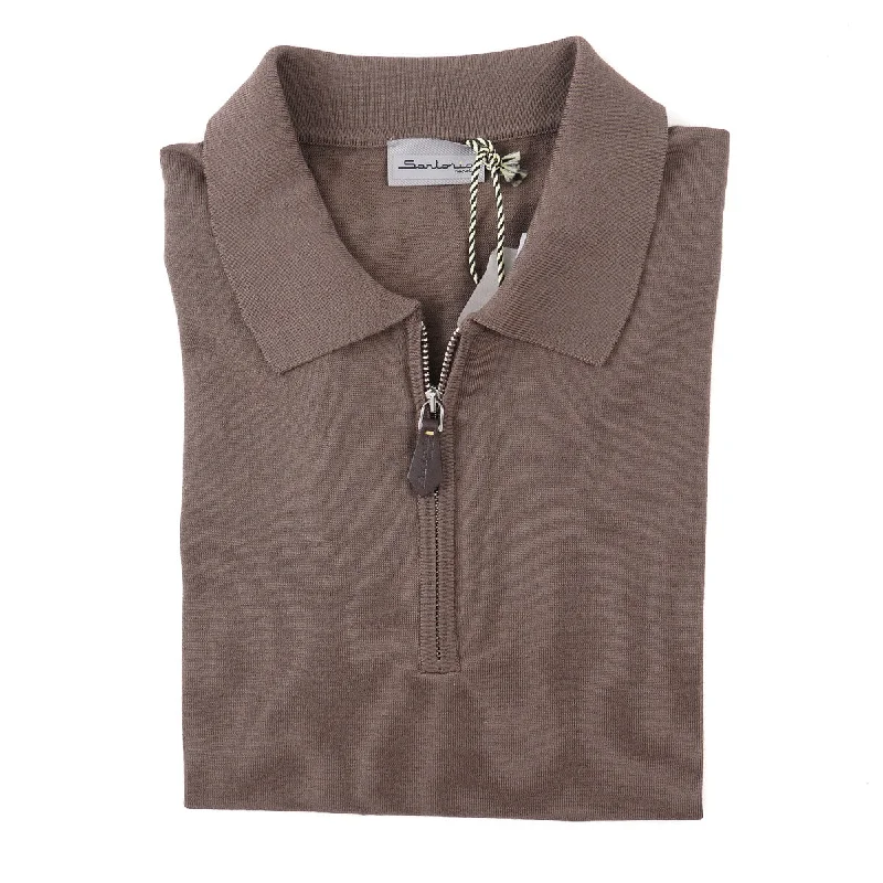 men clothing fall fashion trends-Sartorio Short-Sleeve Zipped Polo Sweater