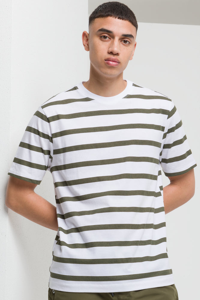 men clothing wool coat-STRIPE T-SHIRT FATIGUE