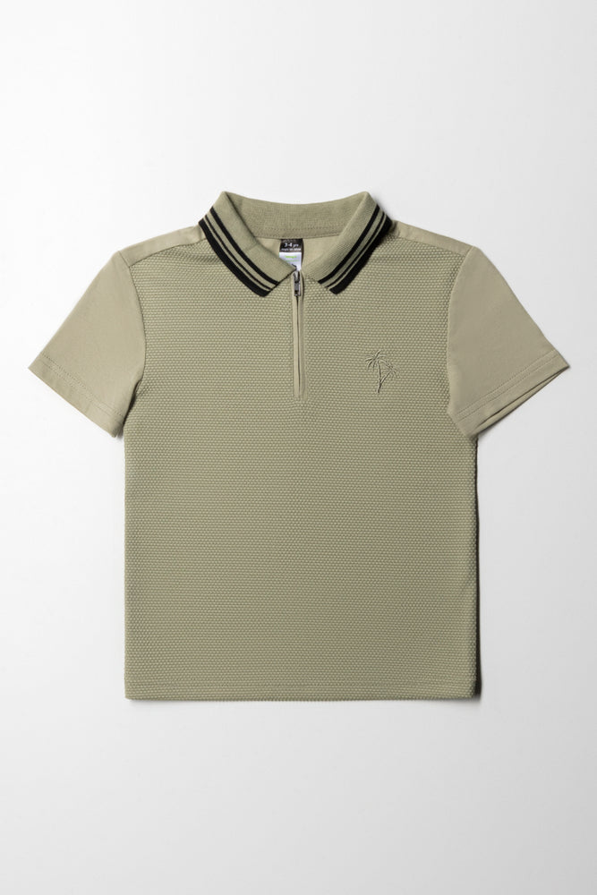 men clothing long sleeve shirt-Textured Golfer Green