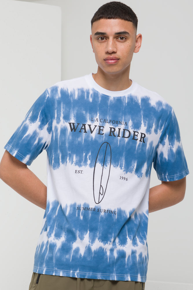 men clothing crew neck t-shirt-Tie Dye Fashion Tee Navy