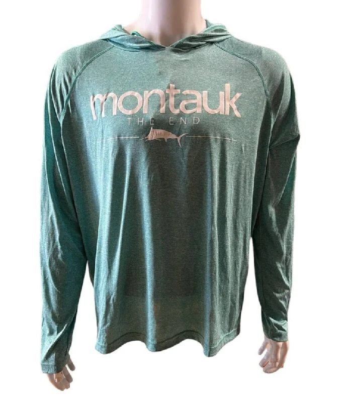 men clothing summer pants-Adult Montauk The End Fish DriFit UBF 50 UV Plus Protection Long Sleeve Tee