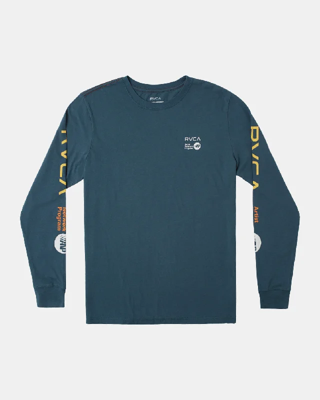 men clothing polo shirt-ANP Long Sleeve Tee - Duck Blue/Yellow