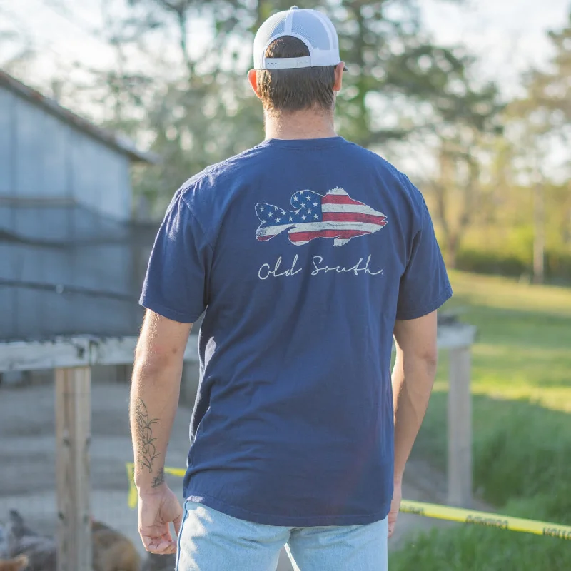 men clothing insulated jacket-Bass American Flag Short Sleeve Tee by Old South