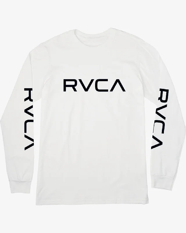 men clothing snow jacket-Big RVCA Long Sleeve Tee - White/Black