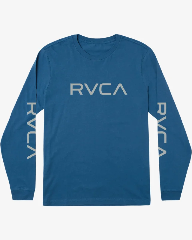 men clothing oversized hoodie-Big RVCA Long Sleeve Tee - Cool Blue