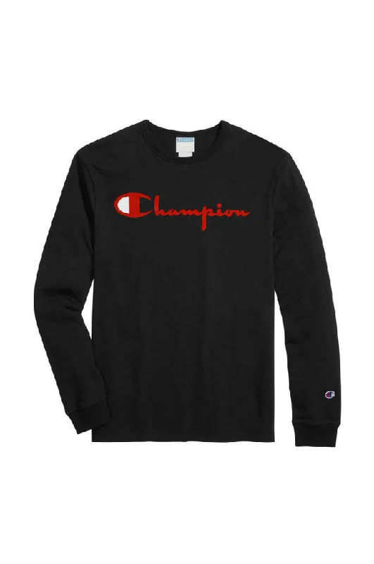 men clothing slim-fit jeans-Champion Heritage Printed Long Sleeve Tee