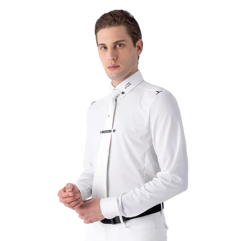 men clothing tailored blazer-Equiline Men's CurtieK Long Sleeve Tech-Mesh Show Shirt