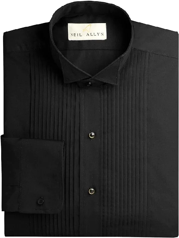 men clothing sweater vest-Neil Allyn 100% Cotton | Slim Fit Tuxedo Shirt - Black