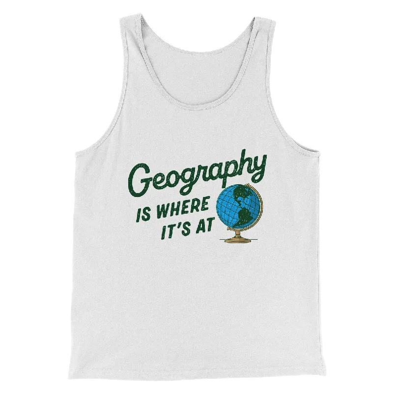 men clothing puffer jacket-Geography Is Where It’s At Men/Unisex Tank Top