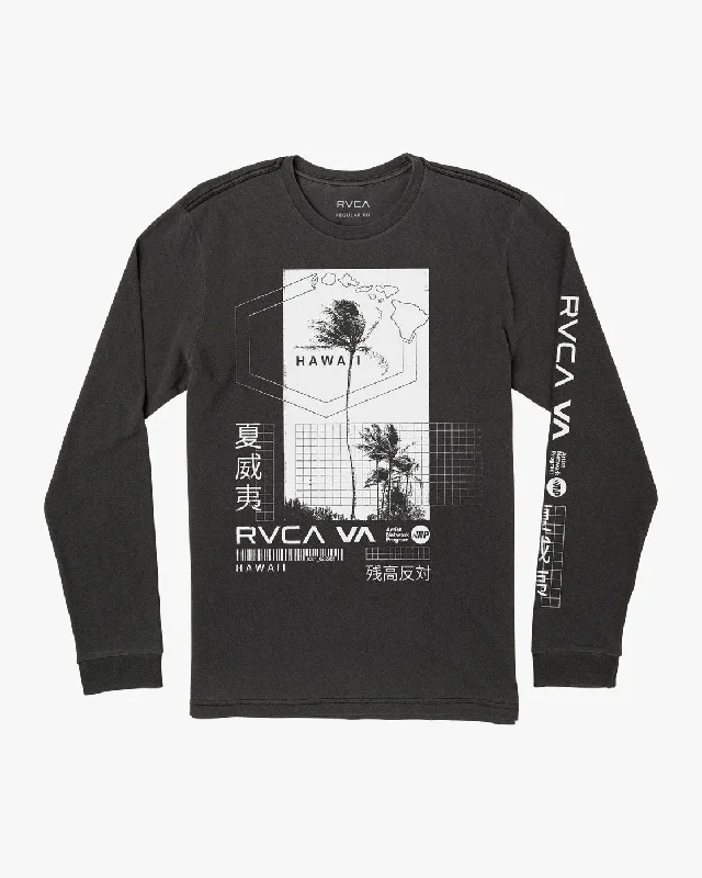 men clothing short jacket-Hawaii Language Hex Long Sleeve Tee - Black