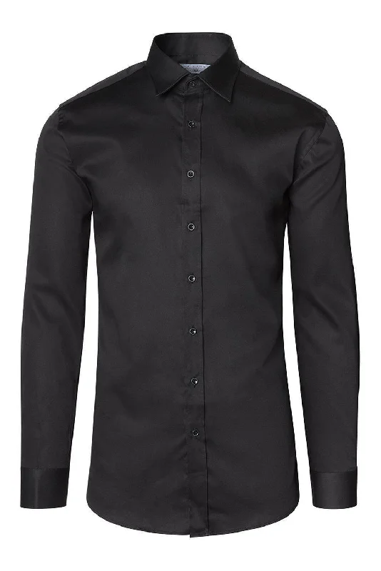 men clothing zip-up cardigan-Italian Collar Dress Shirt - Black